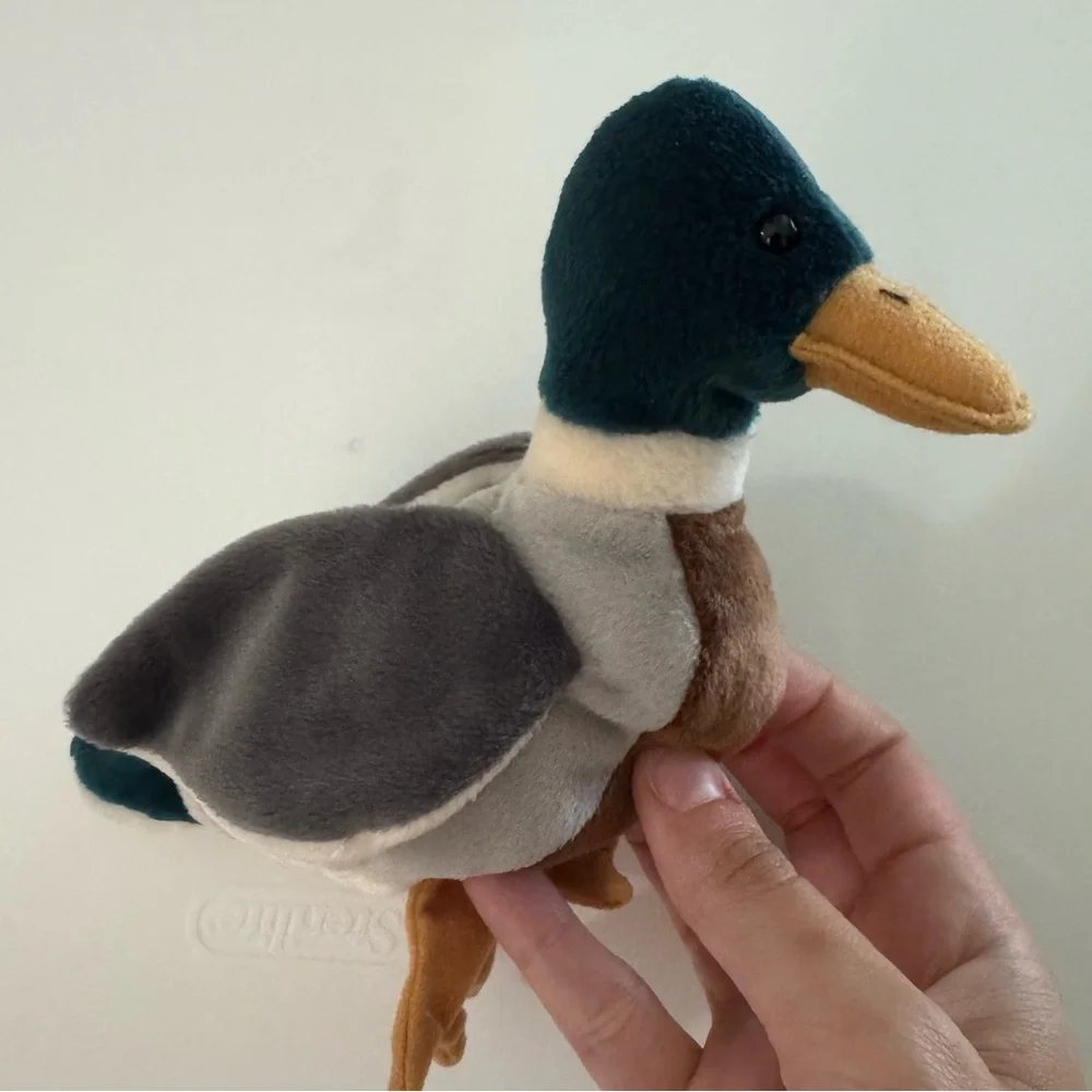 NWT Ty Beanie Baby Jake the Drake Plush Brown Gray White Vintage 1998